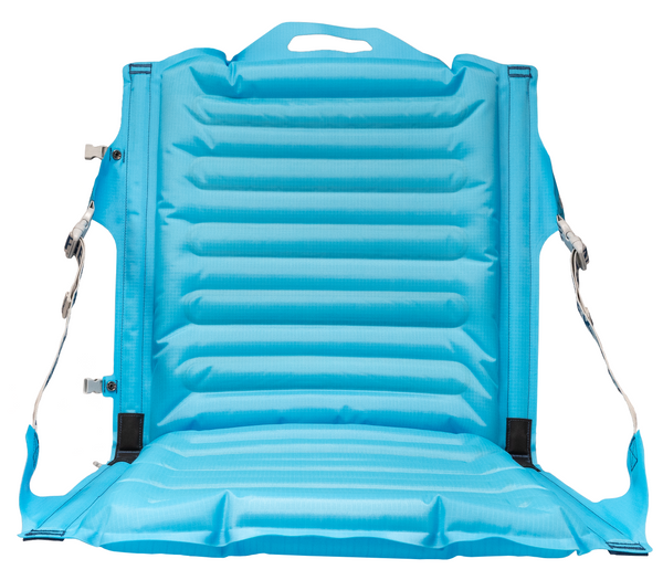 Blue Crazy Creek AirCliner Inflatable Chair from Front on White