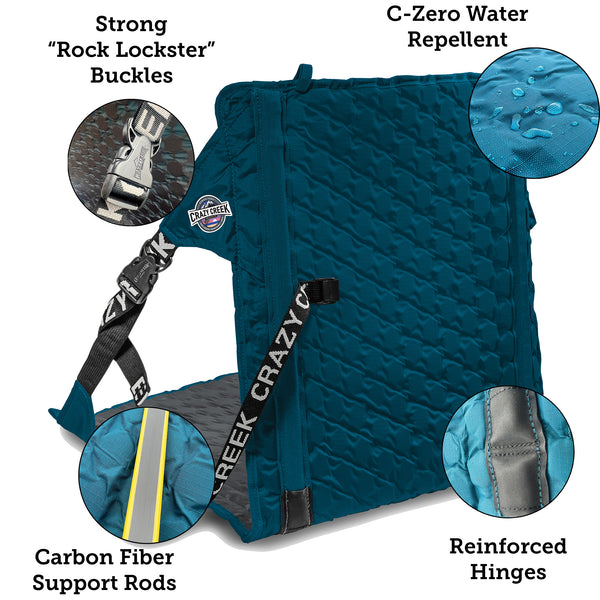 Aleutian hex Chair features - water repellent - stong buckles - Reinforced hinges - carbon fiber support rods