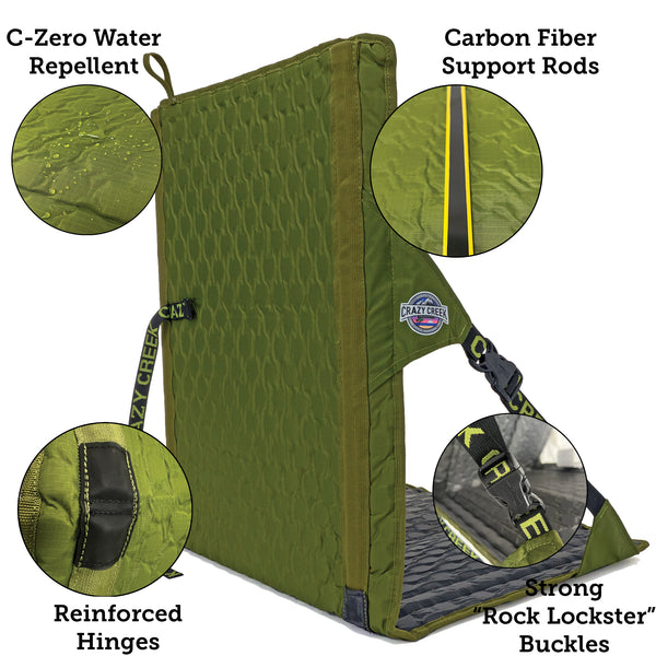 Hex 2.0 Longback Rollable Camping Chair Features - Carbon Fiber Support Rods  Water Repellent - Hinges - Strong Buckles