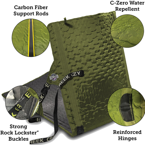 Hex 2.0 PowerLounger Rollable Camping Chair Features - Carbon Fiber Support Rods  Water Repellent - Hinges - Strong Buckles