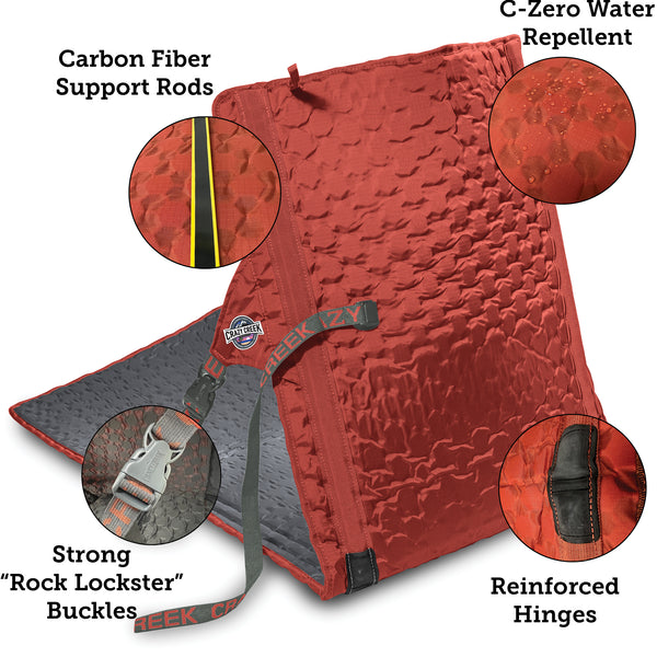 Hex 2.0 PowerLounger Rollable Camping Chair Features - Carbon Fiber Support Rods  Water Repellent - Hinges - Strong Buckles