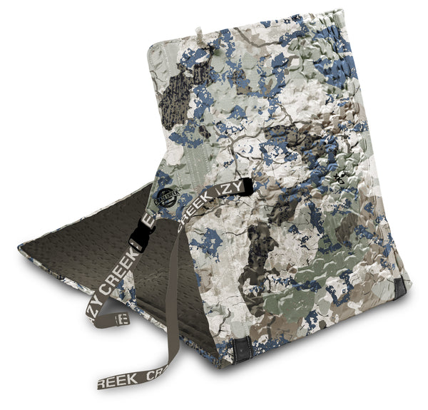 Hex 2.0 PowerLounger Rollable Camping Chair - Kings Camo blue on white looking at back
