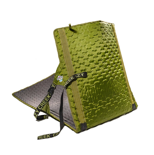 Hex 2.0 PowerLounger Rollable Camping Chair - Olive Green on white looking at back