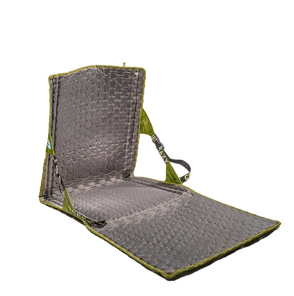 Hex 2.0 PowerLounger Rollable Camping Chair with 3rd panel out - Olive Green on white