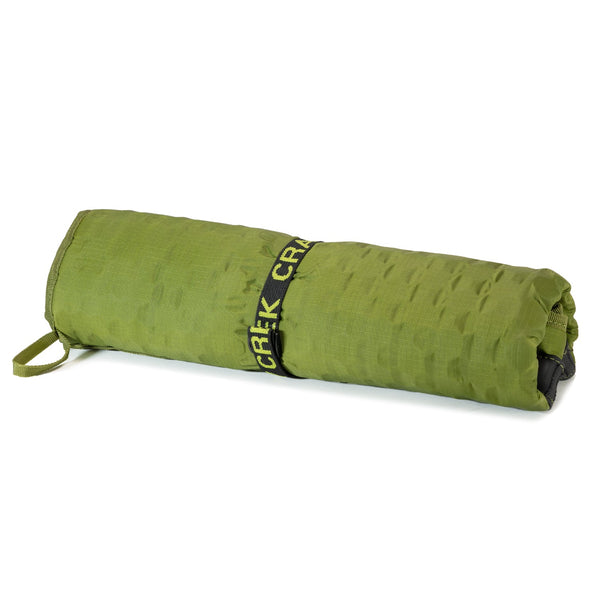Hex 2.0 Longback Rollable Camping Chair One White - rolled up and buckled in green