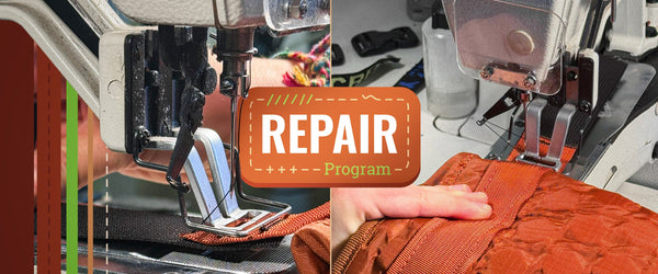 Collage of sewing machine repair images with a 'Repair Program' label.
